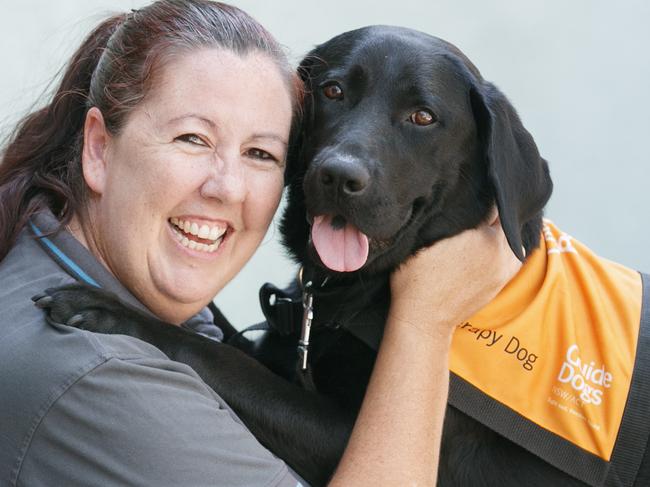 Fiona Lamont with therapy dog China. Picture: Tim Pascoe