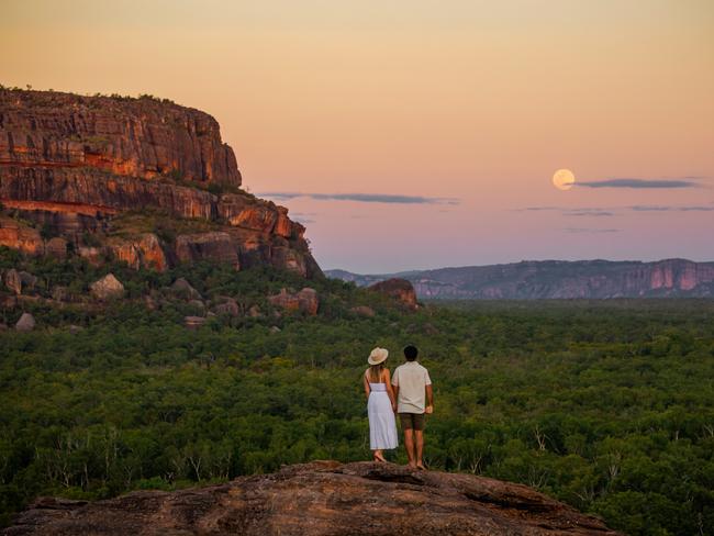 Nawurlandja Lookout looks over Anbangbang Billabong to Burrungkuy (Nourlangie Rock), Kakadu National Park, NT.