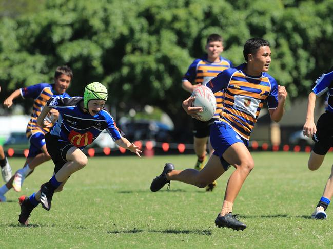 SURFERS PARADISE RUGBY, GOLD COAST , AUSTRALIA - April 10, 2021: Far North Coast U13s v USQ Saints U13s - Day Two of King of the Country rugby tournament.Played at Surfers Paradise Eagles Rugby Ground at Southport. Picture: Scott Powick Newscorp