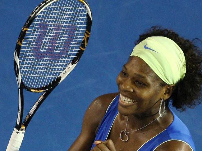 Serena Williams winning her the Australian Open in 2009, 10 years after winning her first. Picture: AAP Image/How Hwee Young