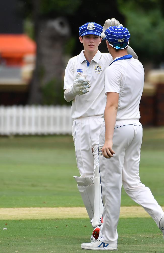 Daniel Fielding, with gloves, playing for Nudgee College in 2023.Picture, John Gass