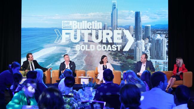 The panel at the Future Gold Coast luncheon at Sea World conference centre. Picture Glenn Hampson