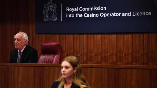 Commissioner Ray Finkelstein, left, presides over the royal commission hearings. Picture: AAP