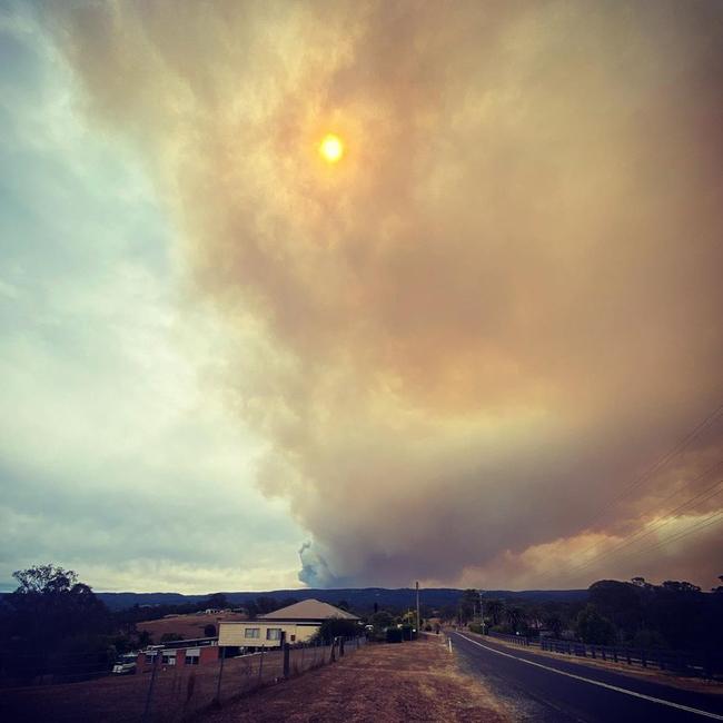 Smoke from the Gospers Mountain fire seen from the Hawkesbury area. Picture: Instagram