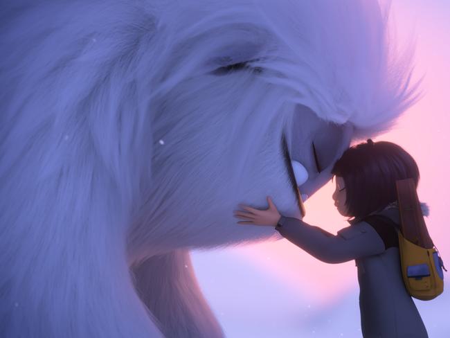 Everest the Yeti and Yi in a scene from the movie Abominable. Picture: Supplied/Universal Pictures