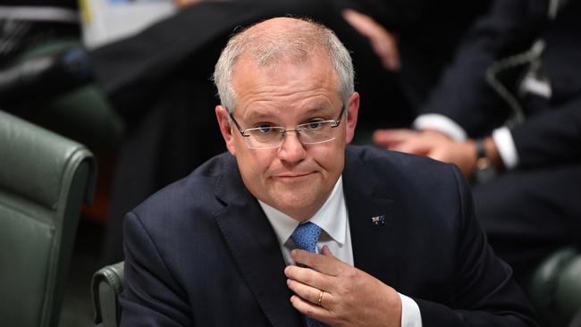 Prime Minister Scott Morrison during Question Time. Picture: AAP