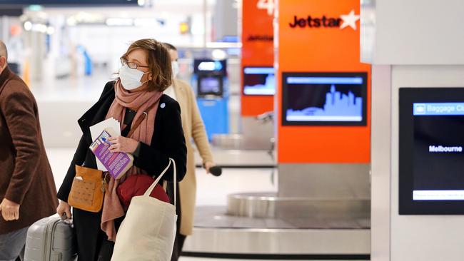 Passengers arriving in Sydney from Melbourne on a Jetstar service. Picture: Richard Dobson