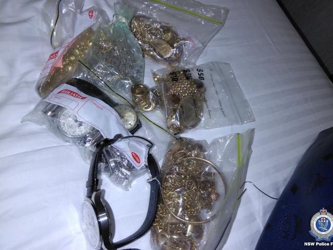 Jewllery items seized by strike force detectives. Pictures: NSW Police