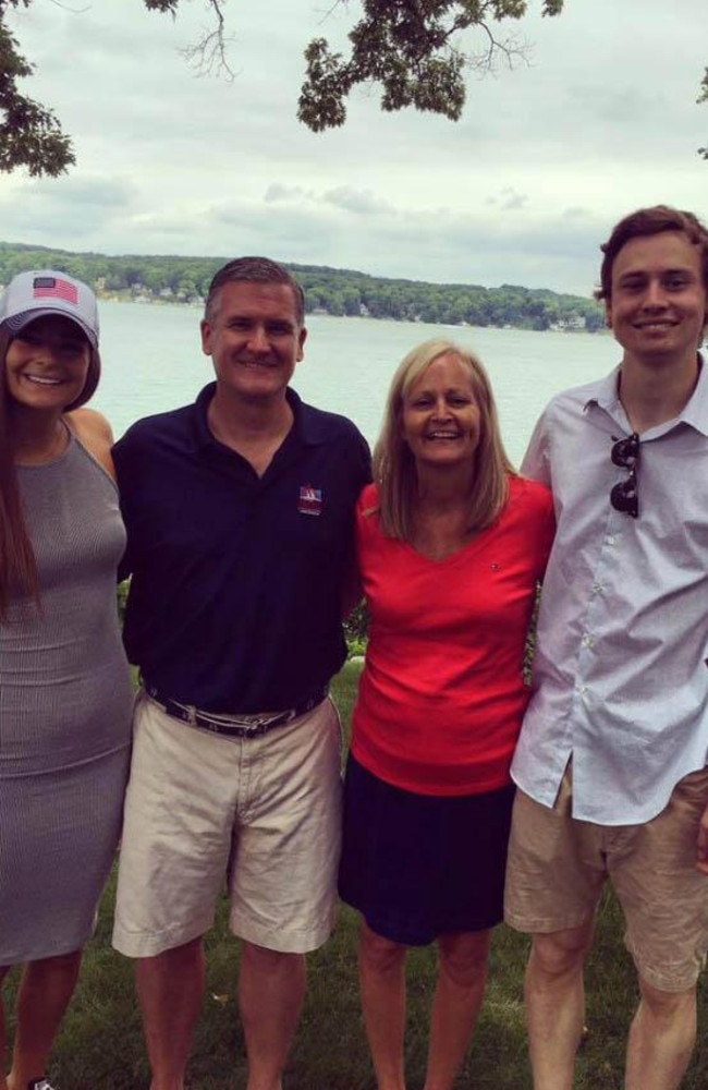 Abbey was on a family holiday with stepdad John McGowan (second left) mum Ginny and Austin when tragedy struck. Picture: Facebook
