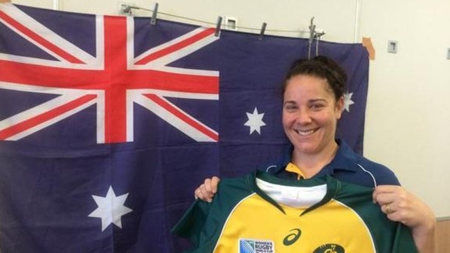 Louise Burrows with her World Cup jersey in 2014