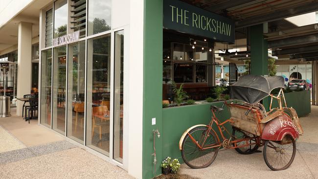 A Sunshine Coast business helped restore a vintage rickshaw while retaining the original fabrication which now stands outside the venue. Picture Lachie Millard