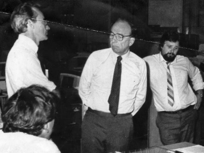 Carlyon with Rupert Murdoch in the Herald and Weekly Times office. 