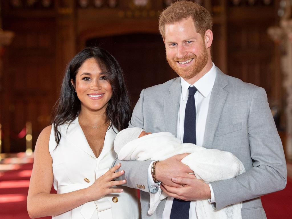 Prince Harry and Meghan Markle with baby Archie at Windsor in 2019. They left Britain the following year. Picture: AFP