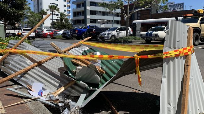 Storm debris on the road in the Port Macquarie CBD on Saturday morning.  Picture: Janine Watson