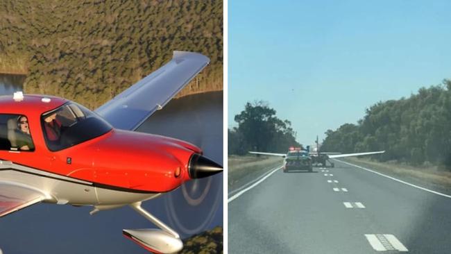 A plane landed on a highway in Nyngan, NSW in January 2025. Picture: Supplied