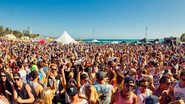 Partygoers enjoying a music festival.