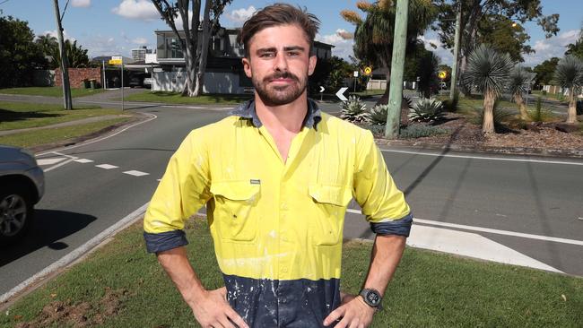 Zach Davis, who restrained a scooter thief in Broadbeach Waters over the weekend, keeps an eye on the neighbourhood. Picture Glenn Hampson