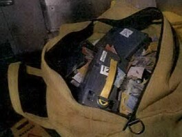 Contents of a green coloured canvas bag stuffed with cash found at the tavern. Photo: Supplied