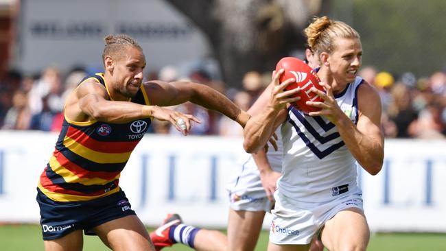 A fit and healthy Nat Fyfe will be the key to Fremantle’s hopes. Picture: AAP Image/David Mariuz