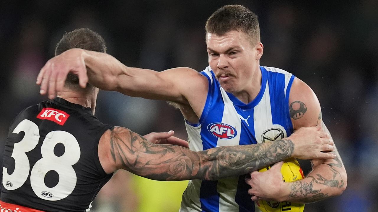Restricted free agent Cam Zurhaar has been one of North Melbourne’s best with seven goals in the two narrow losses to Collingwood and Melbourne. Picture: Daniel Pockett / Getty Images