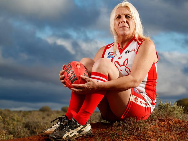 Kirsti Miller in her South Broken Hill Football Club guernsey she wore in her last match. Picture: Matt Turner