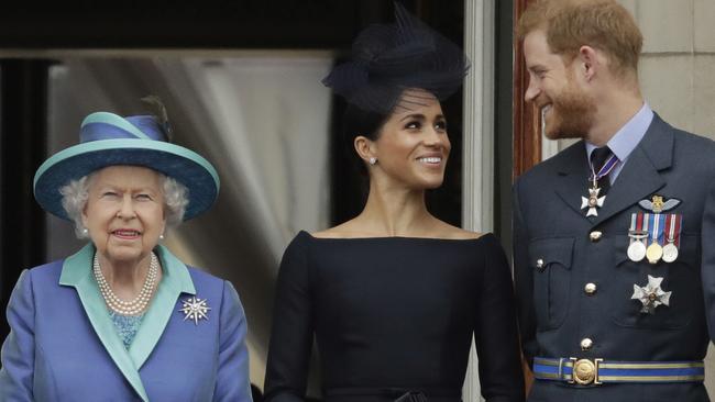 The Queen is said to be deeply upset at the decision by Prince Harry and the Duchess of Sussex. Picture: AP.