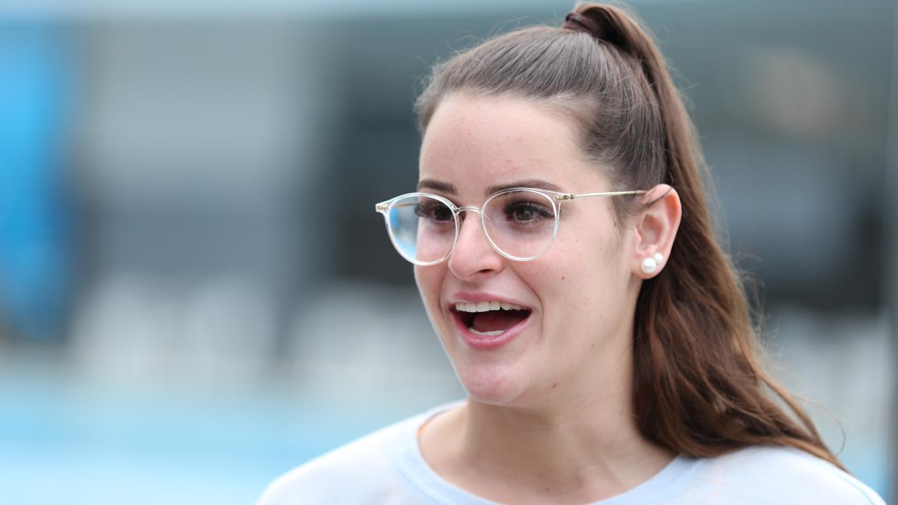 Backstroke World Record holder Kaylee McKeown at the University of Sunshine Coast pool before heading to Tokyo for the Olympic Games. Picture Lachie Millard