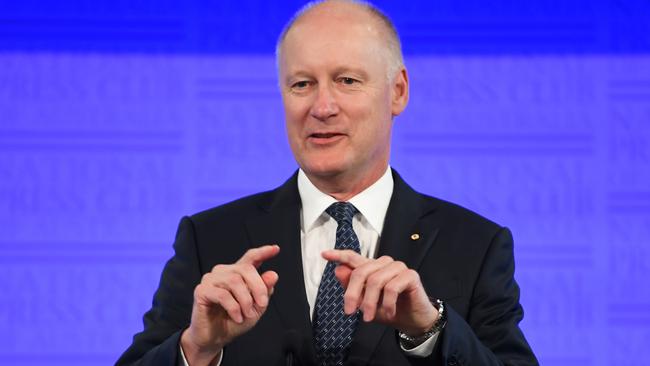 Cheap milk: Outgoing Wesfarmers chief Richard Goyder delivers his address to the National Press Club in Canberra. Picture: AAP