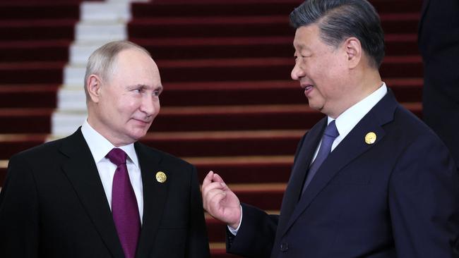 Russia's President Vladimir Putin and Chinese President Xi Jinping during a welcoming ceremony at the Third Belt and Road Forum in Beijing on October 17, 2023. Picture: Sergei Savostyanov/AFP