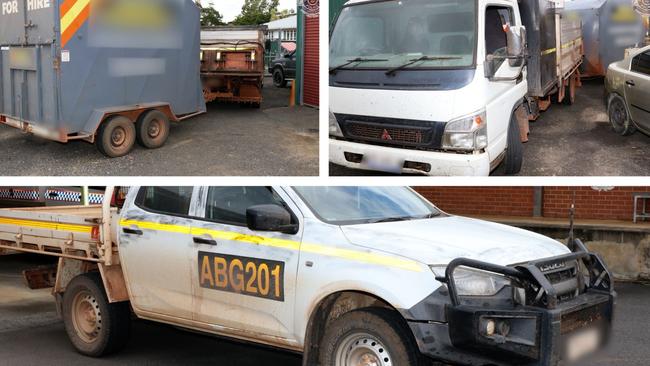 Vehicles used by alleged bitumen bandits who posed as tradespeople offering bitumen surfacing for a discounted price. Picture: Queensland Police