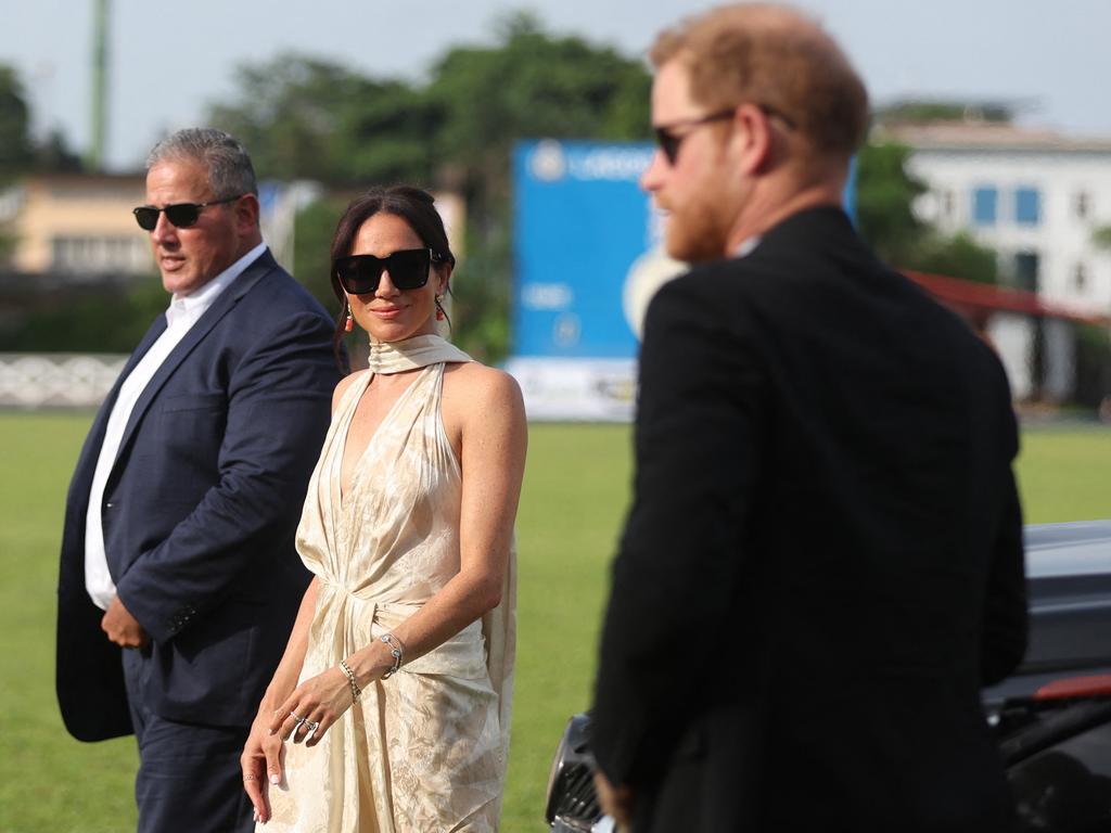 The royals are no stranger to a polo field, photographed at a charity polo game during their visit to Lagos, Nigeria, in May 2024. Picture: Kola Sulaimon / AFP