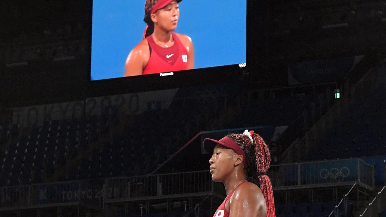 Naomi Osaka lost to the Czech Republic's Marketa Vondrousova during their Tokyo 2020 Olympic Games women's singles third round match. Picture: AFP