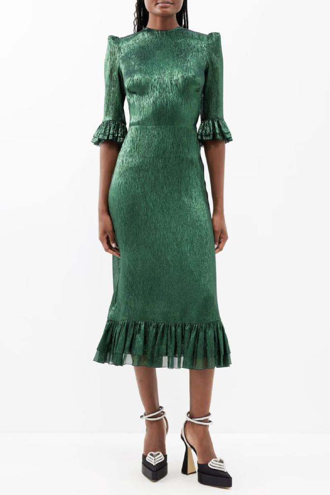 SHOP NOW: The Vampire’s Wife Falconetti ruffled metallic silk-blend dress, $2,875 from Matches Fashion