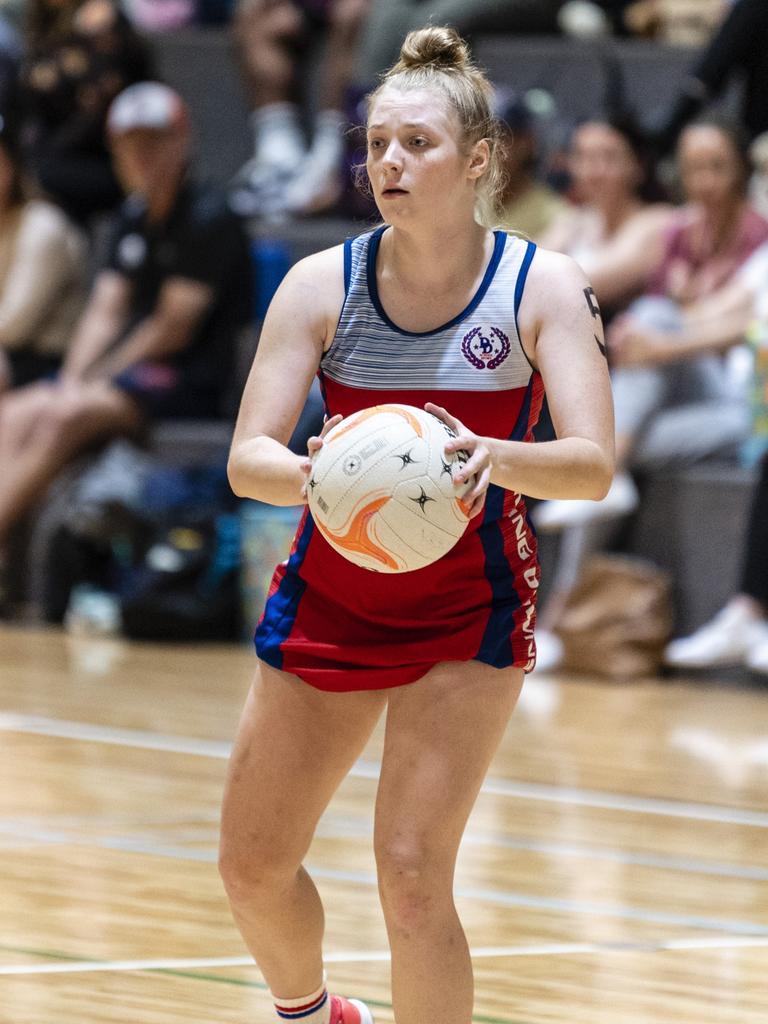 Ava Marjoribanks for Darling Downs against Peninsula in Queensland School Sport 16-19 Years Girls Netball Championships at Clive Berghofer Arena, St Mary's College, Friday, May 6, 2022. Picture: Kevin Farmer