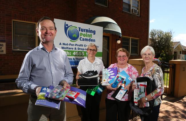 Camden Mayor Peter Sidgreaves with community volunteers at Turning Point Camden. Picture: Robert Pozo