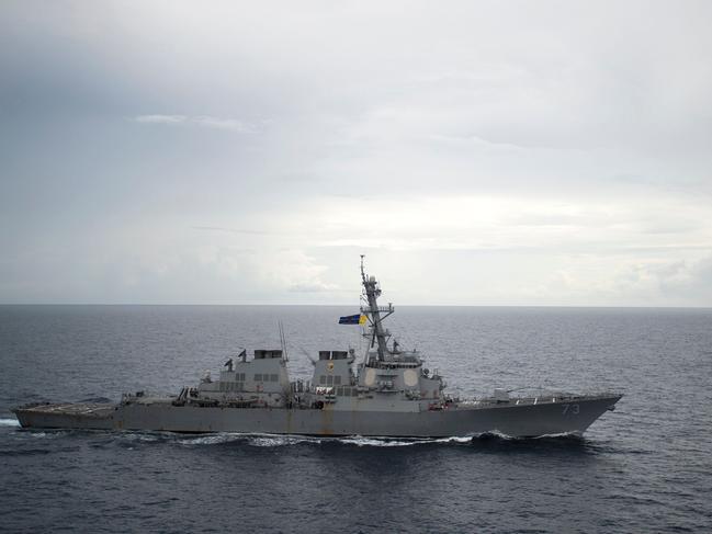 An American guided-missile destroyer operating in the South China Sea. Picture: AFP