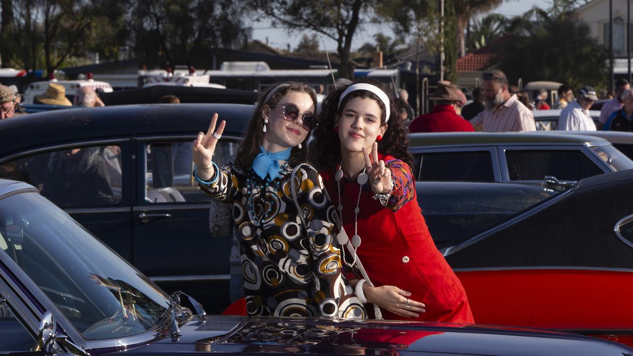 Amelia Booth and Estefanie de Sousa with their Ford 65 XP Fairmont. Picture: Brett Hartwig