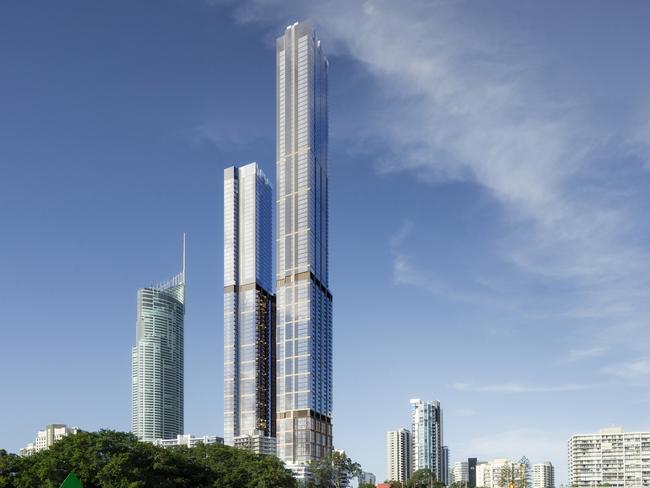 GCB ONLY - EMBARGOED UNTIL MIDNIGHT - NO WEB UNTIL MIDNIGHT NOVEMBER 11 - Artist impression of the Orion Towers proposed for Surfers Paradise