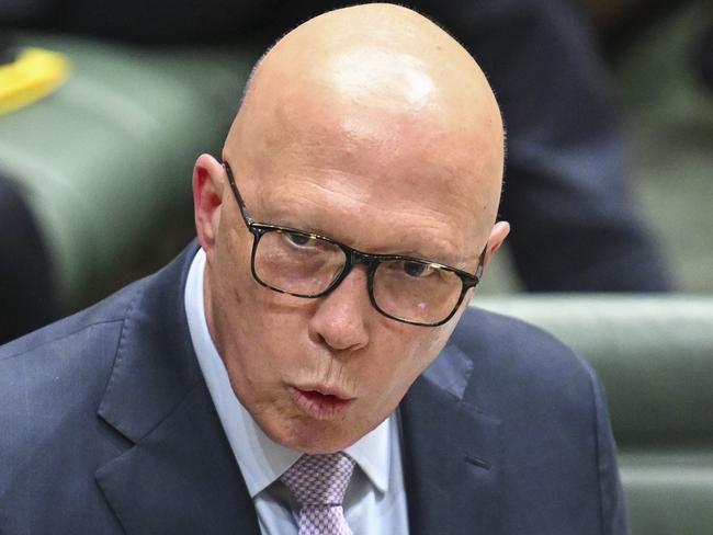 CANBERRA, AUSTRALIA  - NewsWire Photos - November 27, 2024: Leader of the Opposition Peter Dutton during Question Time at Parliament House in Canberra. Picture: NewsWire / Martin Ollman