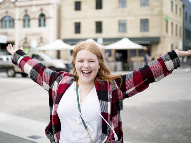 1 of 2 Award-winning chef Emily Hanson, 25, has just moved back to Hobart from Melbourne. She says the COVID lockdown and stress of living in Melbourne during the crisis has changed her perspectives. She knows of other young people keen to return. Photograph Eddie Safarik