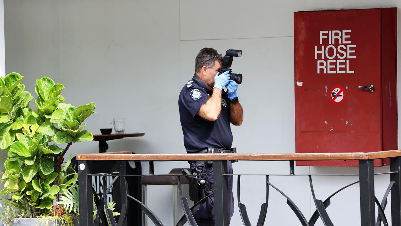 Murder Scene. Police have set up a crime scene after a man was allegedly murdered outside RQ’s Tavern in Robina. Picture: Nigel Hallett