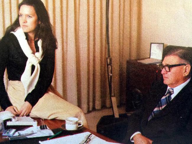 Rinehart with her late father Lang Hancock, from whom she inherited her wealth. Picture: ABC