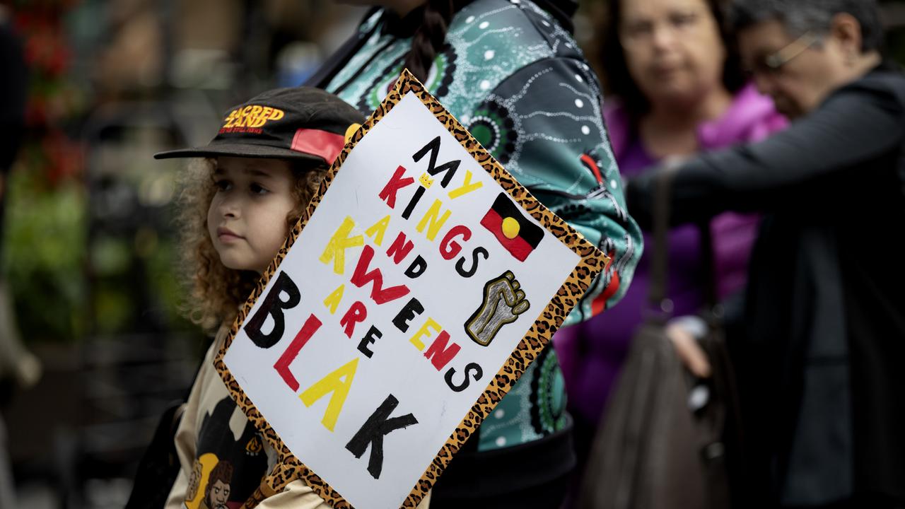 Children were among the protesters in Sydney on Thursday. Picture: NCA NewsWire / Nikki Short