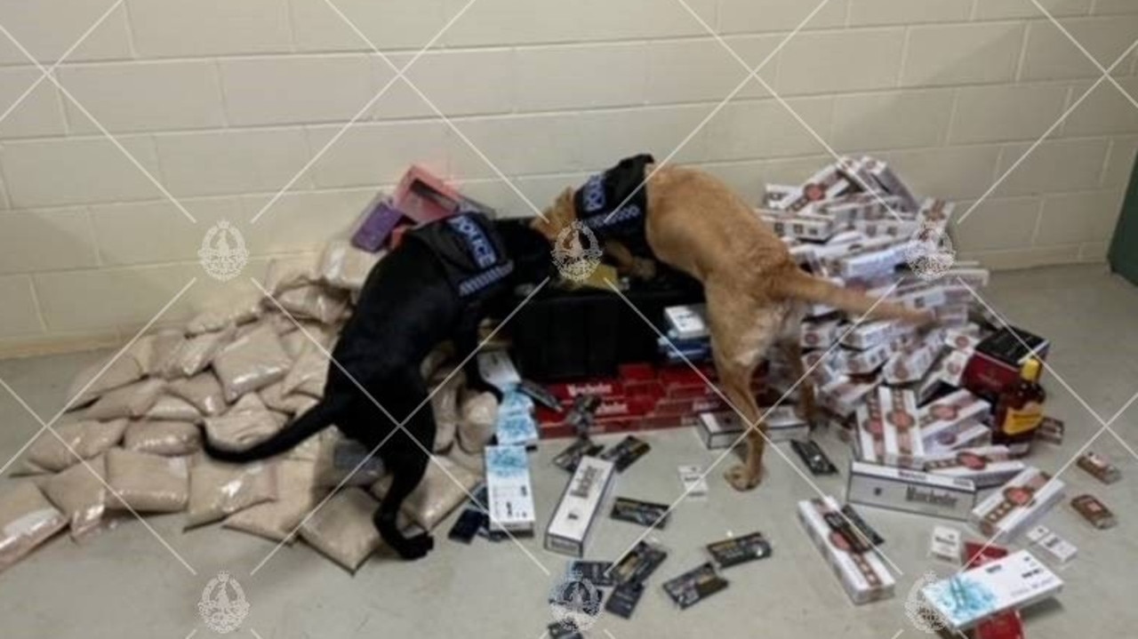 The NT Dog Operations Unit has seized large quantities of drugs and other illegal items across the NT. Picture: NTPFES