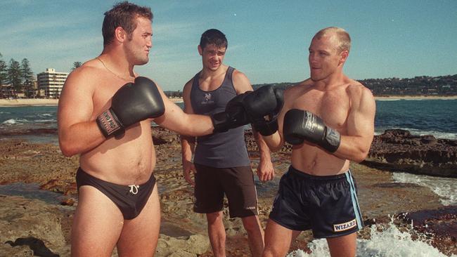 Nable at Sea Eagles training with Josh Stuart Geoff Toovey in 1999. (Noel Kessel)