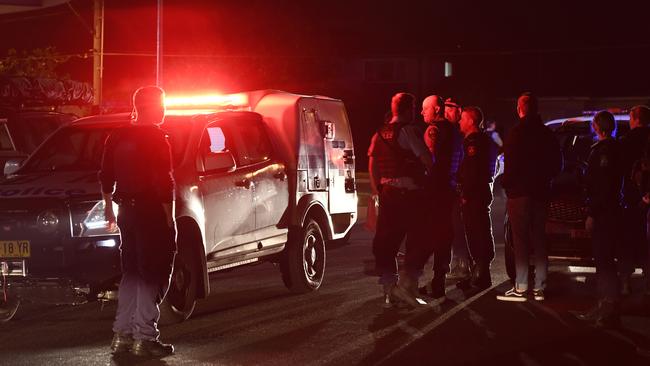 Police at the scene of an alleged assault on a police officer in June at Warriewood McDonald’s. Picture: Gordon McComiskie