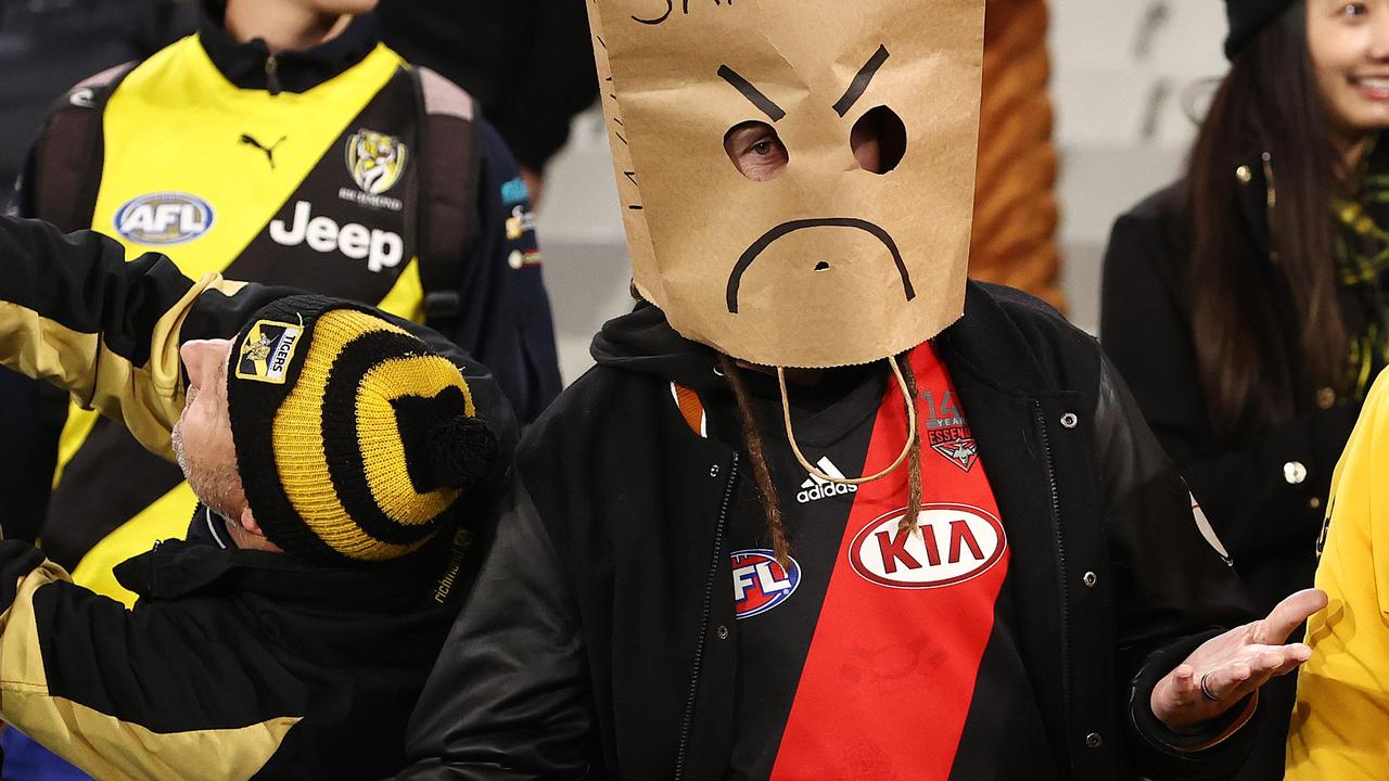 An unhappy Essendon fan after the Dreamtime match. Picture: Michael Klein