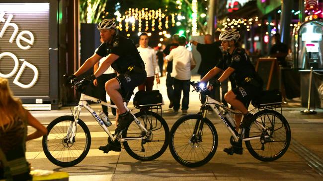 Police officers make the most of the ‘calm before the storm’.