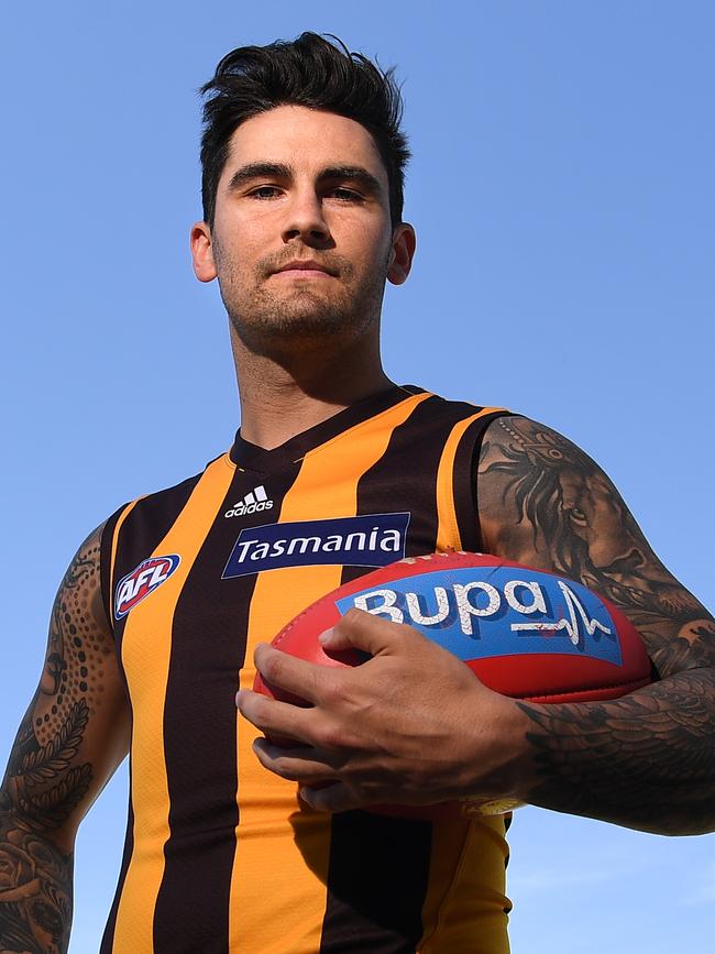 Chad Wingard in his new Hawthorn colours. Picture: AAP Image/Julian Smith