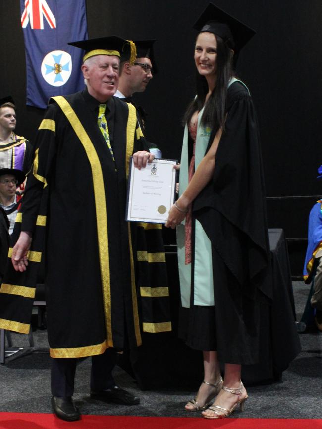 Samantha Cowie graduated with a Bachelor of Nursing at the CQUniversity graduation ceremony in Bundaberg on December 14, 2023.
